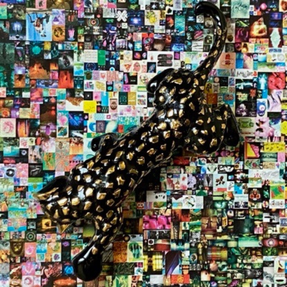 VINTAGE BEST Brooch Enamel Black Gold Panther Statement